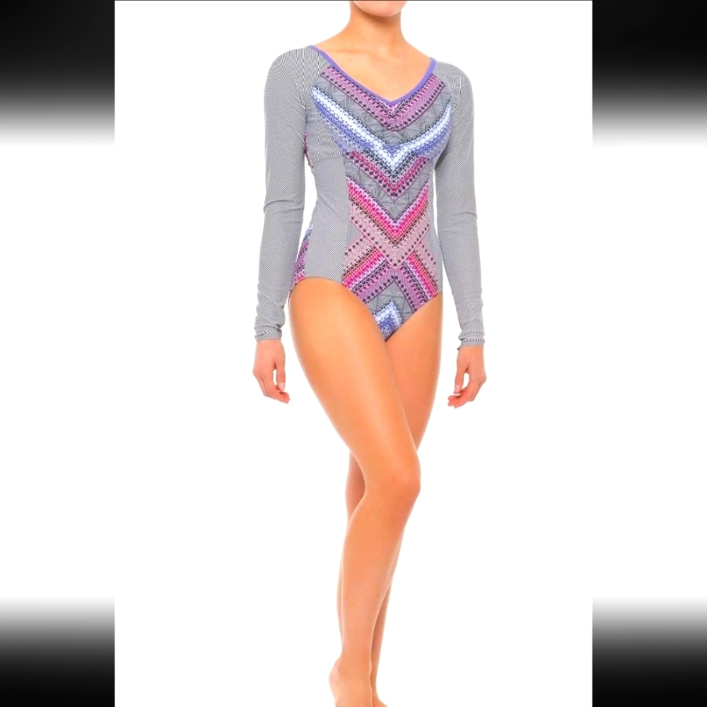 NEW prAna COSMO PINK RIVIERA DREAMING LONG SLEEVE BODYSUIT SZ XS